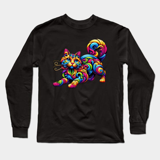 Baroque Whimsy Cat Long Sleeve T-Shirt by BLKPHNX DESIGNS